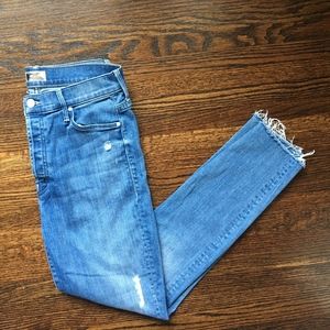 MOTHER The Stunner Cropped + Frayed Hi-RiseJeans